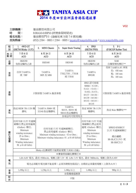 比賽章程