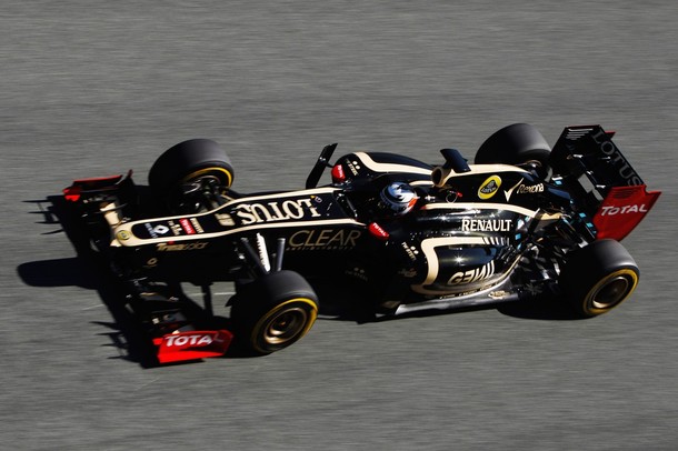 Kimi Raikkonen of Finland and Lotus drives during day two of Formula One winter .jpg
